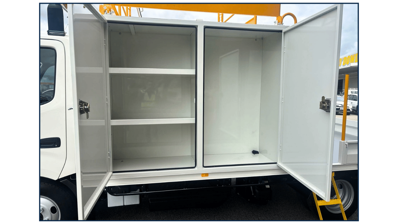 Custom Hino Hybrid Confined space training area with access hatches on K1196 build