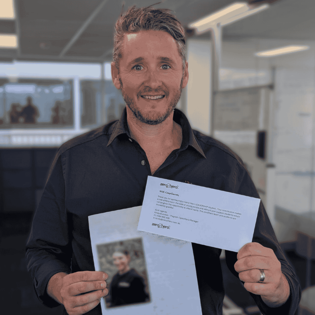 Wes with letter from Zero2Hero Wes with letter from Zero2Hero